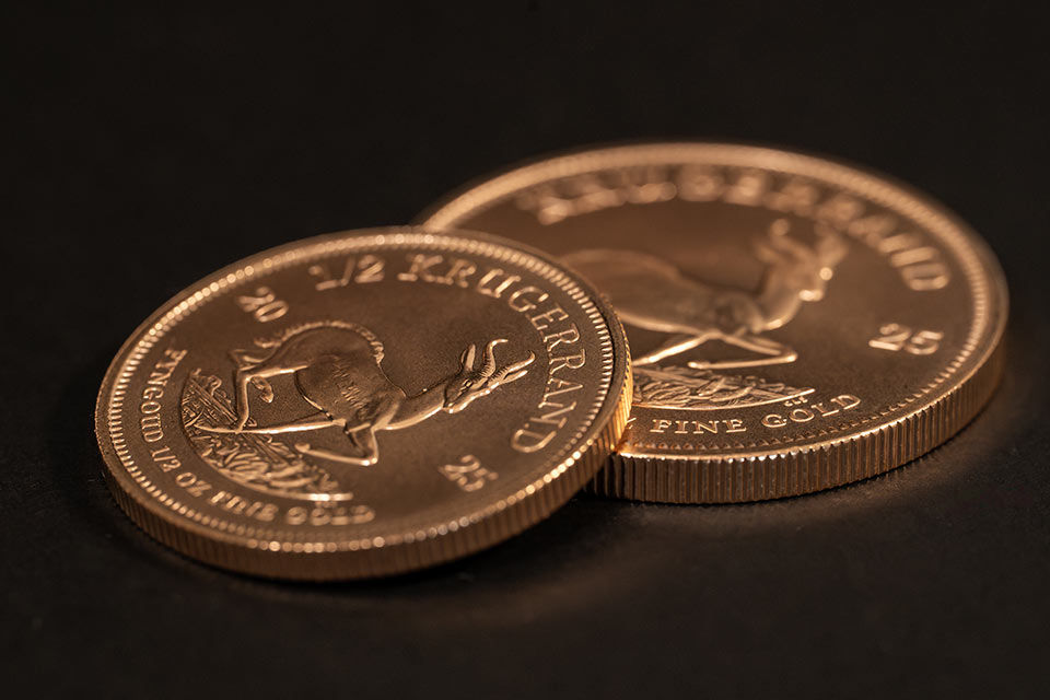 Zwei Geldmünzen Krügerrand
