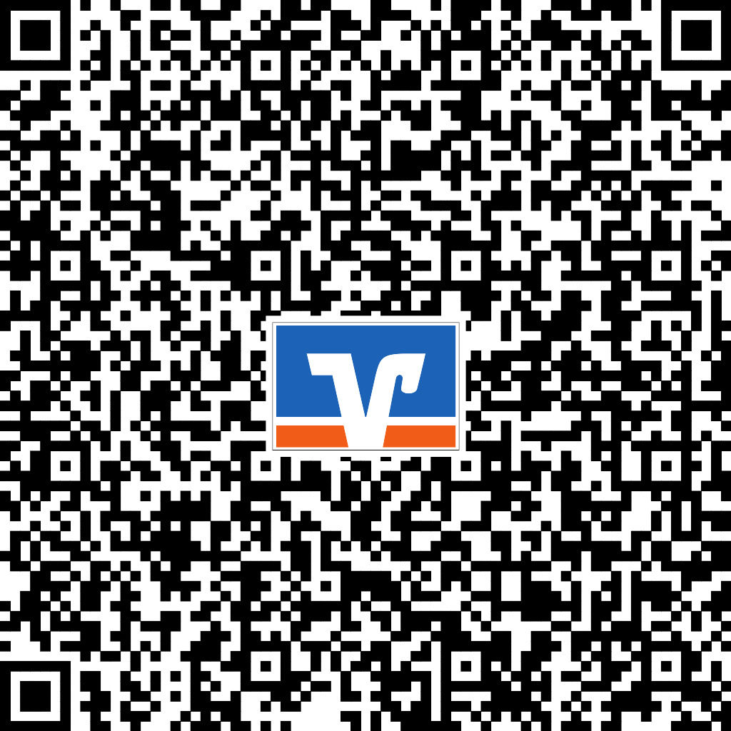 Ein Firmenlogo ist in einen QR-Code eingebettet, der die digitale Vernetzung symbolisiert.