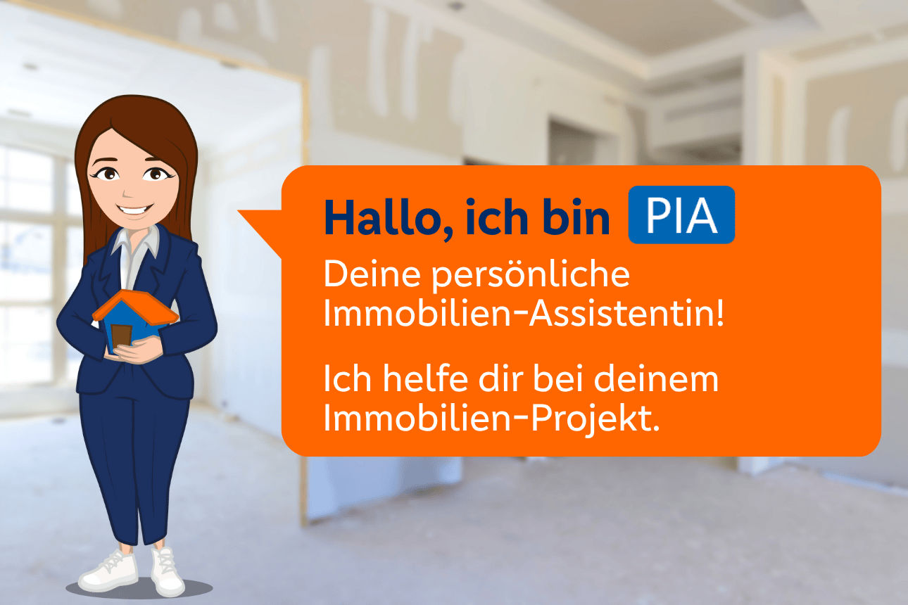 Avatarin PIA stellt sich vor mit "Hallo, ich bin PIA - Deine persönliche Immobilien-Assistentin".
