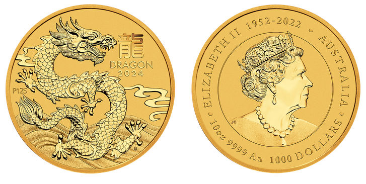 Goldmünze Year of the Dragon