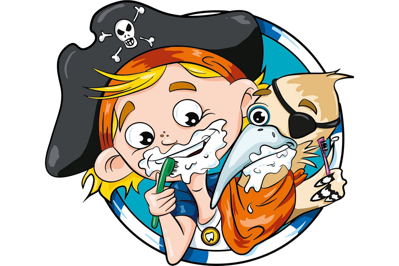 Flit und Basti beim Zähne putzen.