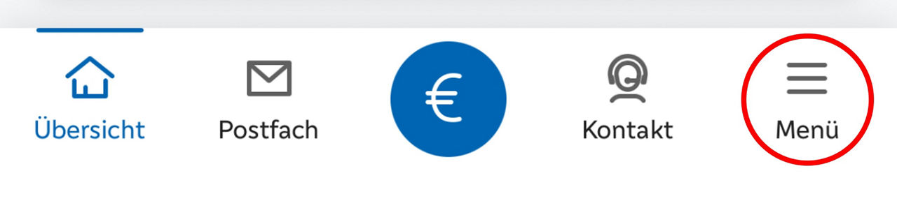 Klicken Sie auf "Menü" (unten rechts, eingekreist), um weitere Optionen zu öffnen.