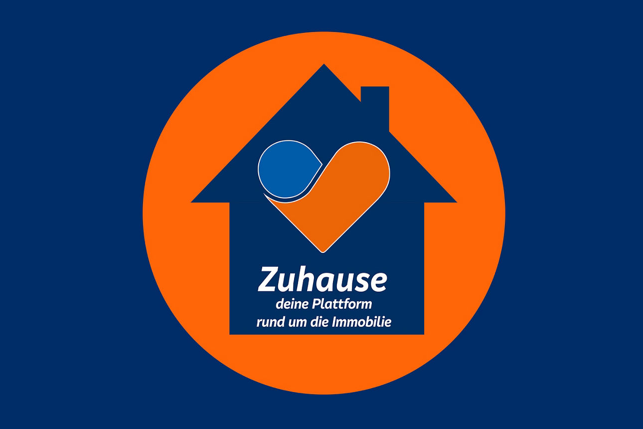 Icon von einem Haus mit Herz in einem Kreis mit der Aufschrift Zuhause